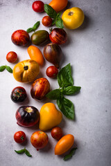 Assortment of different color tomatoes