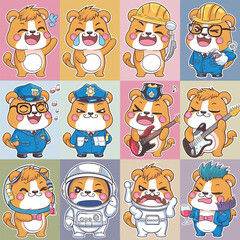 2d vector illustration emoji emote for social media icon for fruits and animals cute character  