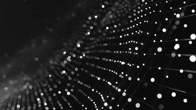 A minimalist scatter plot with only a handful of dots, each placed precisely, and a subtle grid in the background, the dots glowing faintly in a dark environment