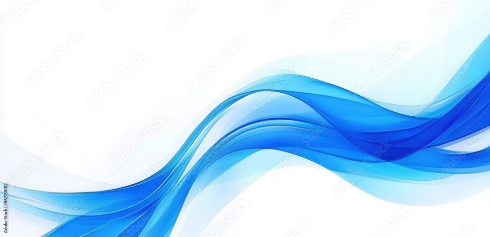 Poster abstract blue background with smooth waves and lines white space in the center of the composition, w