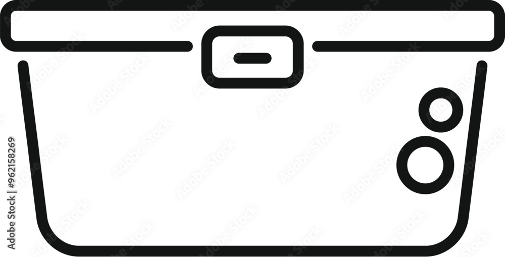 Poster simple line icon of a plastic container with lid for storing food, ideal for web and apps