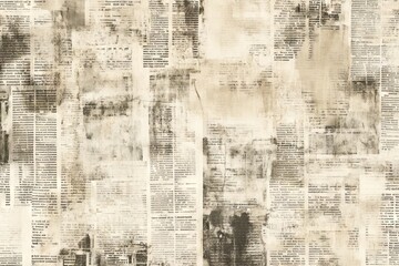 Seamless Pattern with Vintage Newspaper Texture, AI generated illustration