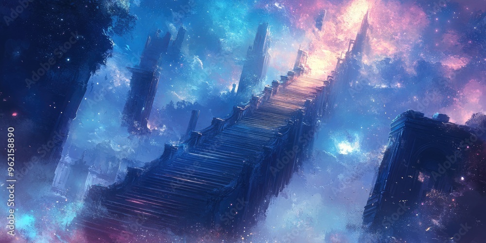 Poster Stairway to Heaven in a Starry Sky