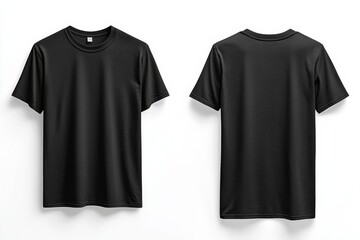Black Tshirt Mockup Front and Back Isolated created with Generative AI