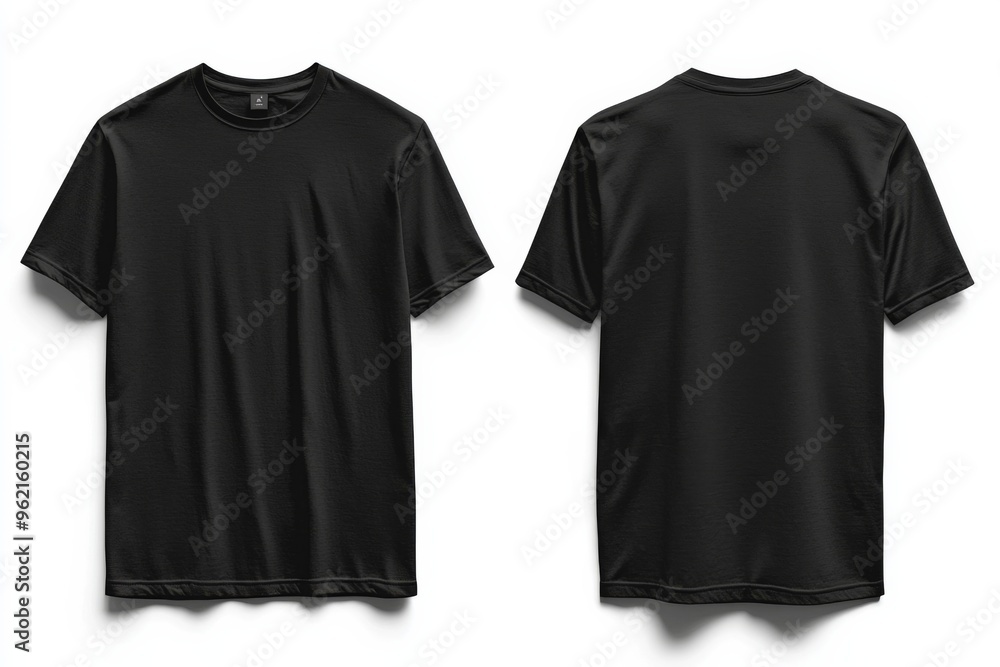 Wall mural black tshirt mockup front and back isolated created with generative ai