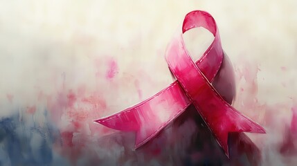Pink Watercolor Ribbon   Abstract Breast Cancer Awareness Artwork