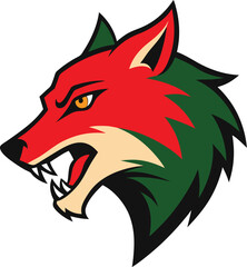 Side View Wolf Face Roaring Aggressively Vector Illustration of Wild Wolf
