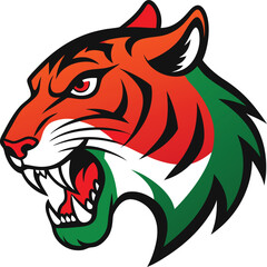 Aggressive Tiger Roaring in Fierce Vector Illustration of Wild Animal Face
