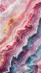 Stunning abstract agate texture in vibrant shades of pink, purple, and blue showcasing natural geological patterns.