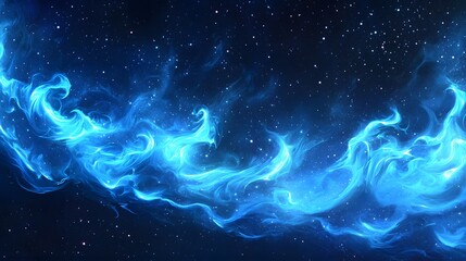 Blue Flames in the Night Sky.