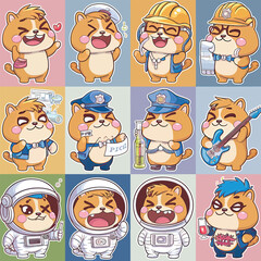 2d vector illustration emoji emote for social media icon for fruits and animals cute character  