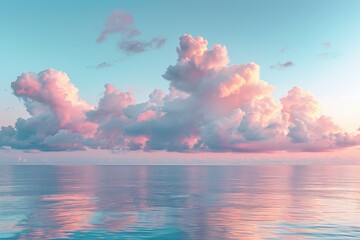 Pink Clouds Reflecting in Calm Ocean