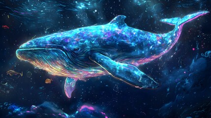 Glowing Whale in the Ocean.