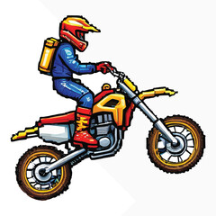 Vector Style Motocross Rider on White Isolated