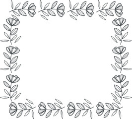 Fototapeta premium Hand Drawn Rose Flower Wreath. 