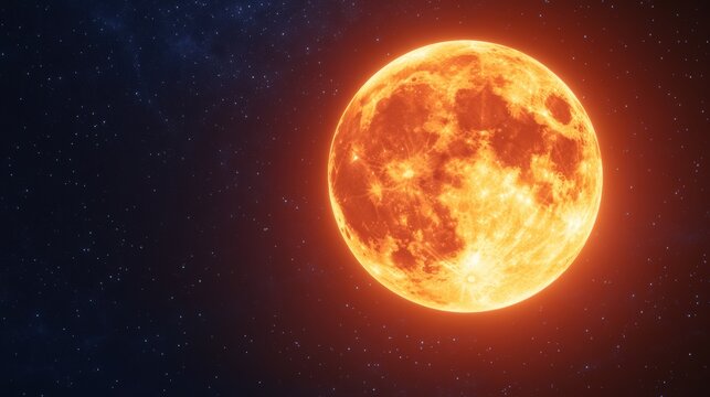 Majestic glowing sun starry sky backdrop