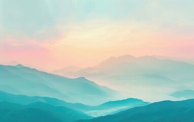 Misty Mountain Landscape at Sunrise