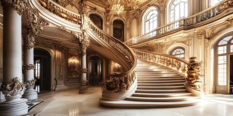 Obraz premium Ornate Grand Staircase in a Luxurious Palace