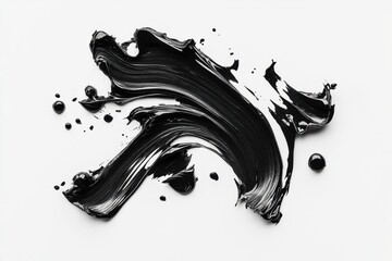 Abstract black paint stroke on white background