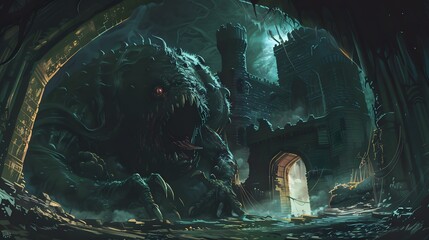 Fototapeta premium Monster at the Castle Gate