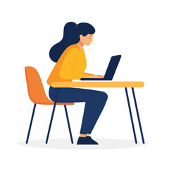 Girl in a cafe working on table