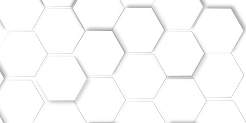 Abstract seamless hexagon pattern background. 3D Futuristic abstract honeycomb mosaic white background. geometric mesh cell texture.  Luxury White 3D futuristic honeycomb mosaic white background.