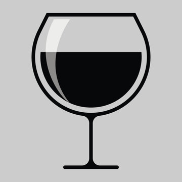 recommend clip art: Wine glass icon. Isolated flat icon symbol. Wine drinking glass icon. Line art wine glass sign symbol icon logo vector. Silhouette of wine glass isolated on grey background. Vector illustration.