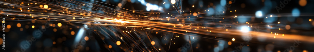 Poster dynamic glowing lines and particles create mesmerizing visual effect, showcasing complex 3d shapes i
