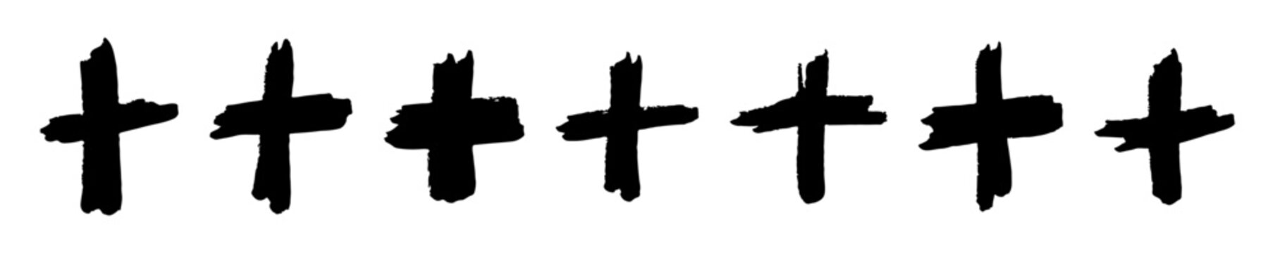 set of plus signs vector silhouettes