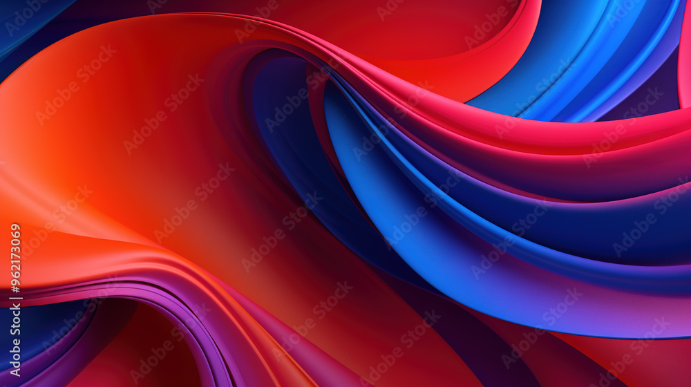 Poster vibrant abstract blue and purple waveform with fluid motion and colorful gradients