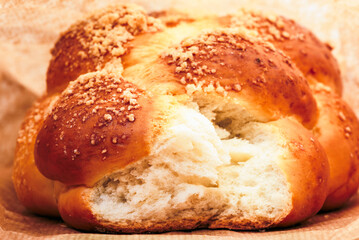 Fresh Braided Sweet Bread for Sweet Breakfast Close-up