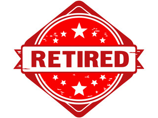 grunge red badge with text RETRIRED, vector illustration, isolated