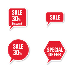 RED SALE LABEL COLLECTION ,Offer Sales Label Vector Illustration, Black Friday, Tag Price, discount