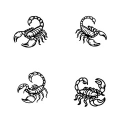 Scorpion icon, scorpion silhouette on white background