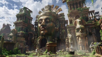 Obraz premium Ancient Ruins Overgrown With Nature