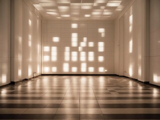 empty beige room with check floors