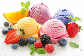 Ice cream with fruits.