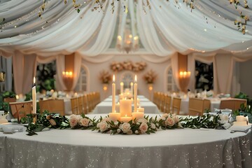 Elegant Wedding Reception with Candlelit Decor