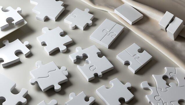 white jigsaw puzzle pieces. mockup jigsaw puzzel pieces