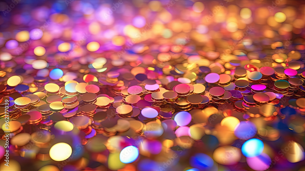 Poster abstract glitter background with rainbow colored sparkling particles