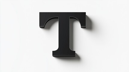 A 3D letter "T" isolated on a white background, symbolizing the alphabet.