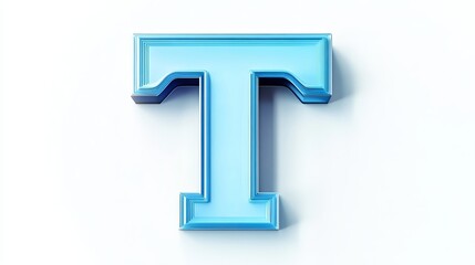 A 3D letter "T" on a white background, an alphabetic symbol.