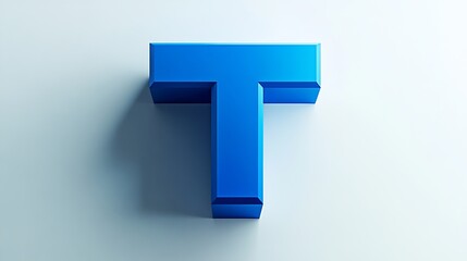 A 3D letter "T" on a white background, representing a part of the alphabet.