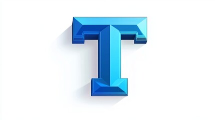 3D letter "T" isolated on white background, alphabet symbol.