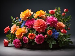 colorful flower bouquet on dark background