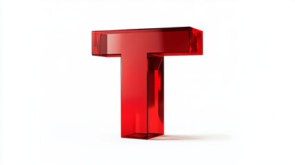 3D letter "T" on a white background, alphabet symbol.