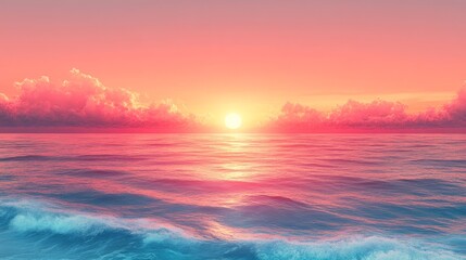 Obraz premium A tropical sunset gradient transitioning from vibrant turquoise to coral capturing the essence of a warm evening on a distant beach ideal for bold and energetic designs