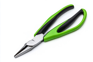 Obraz premium Pliers with a green and black handle, isolated on a white background