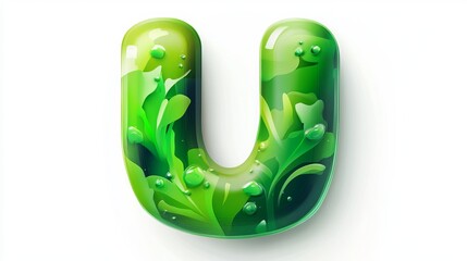 3D letter "U" standing alone on a white background, made in orange.