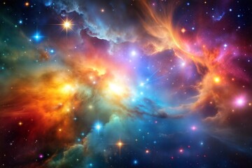 Colorful nebula in deep space with stars and cosmic light phenomena